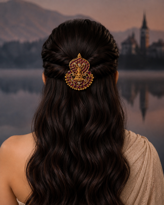 Antique Gold Lakshmi Temple Hair Accessory