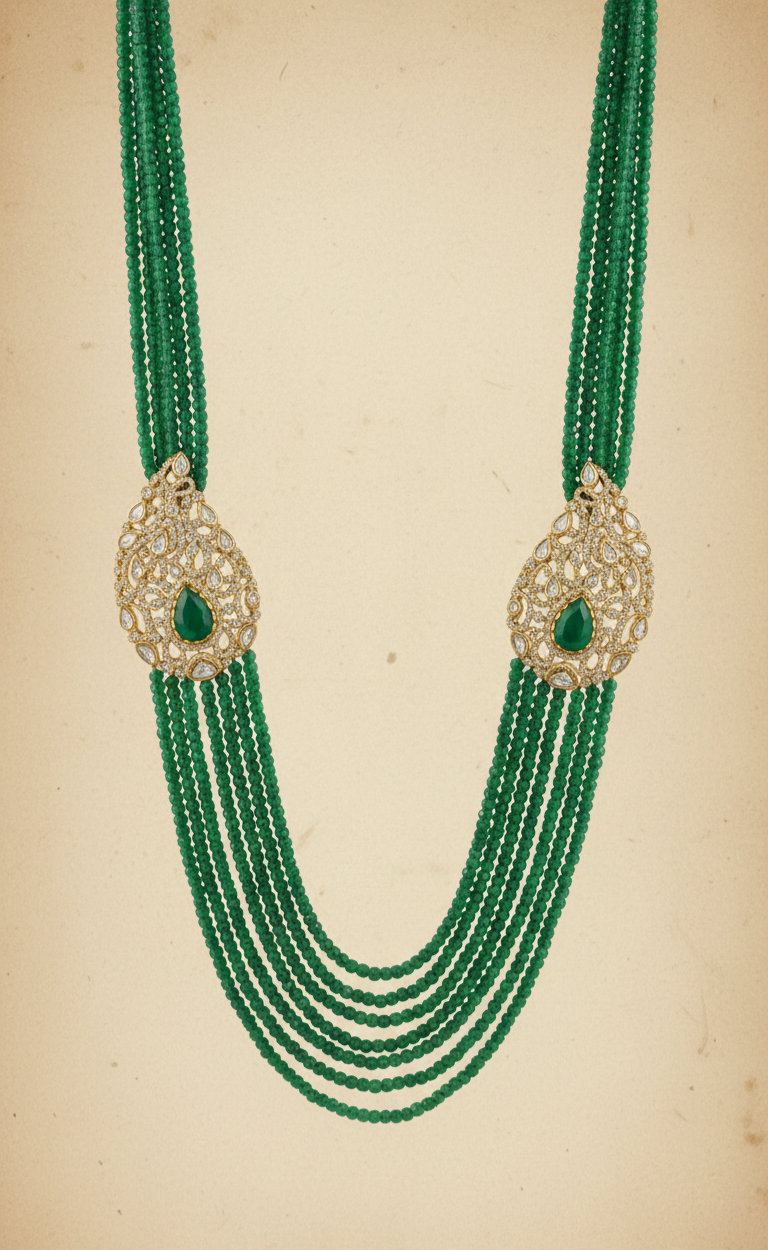 Royal Emerald Beaded Groom Mala