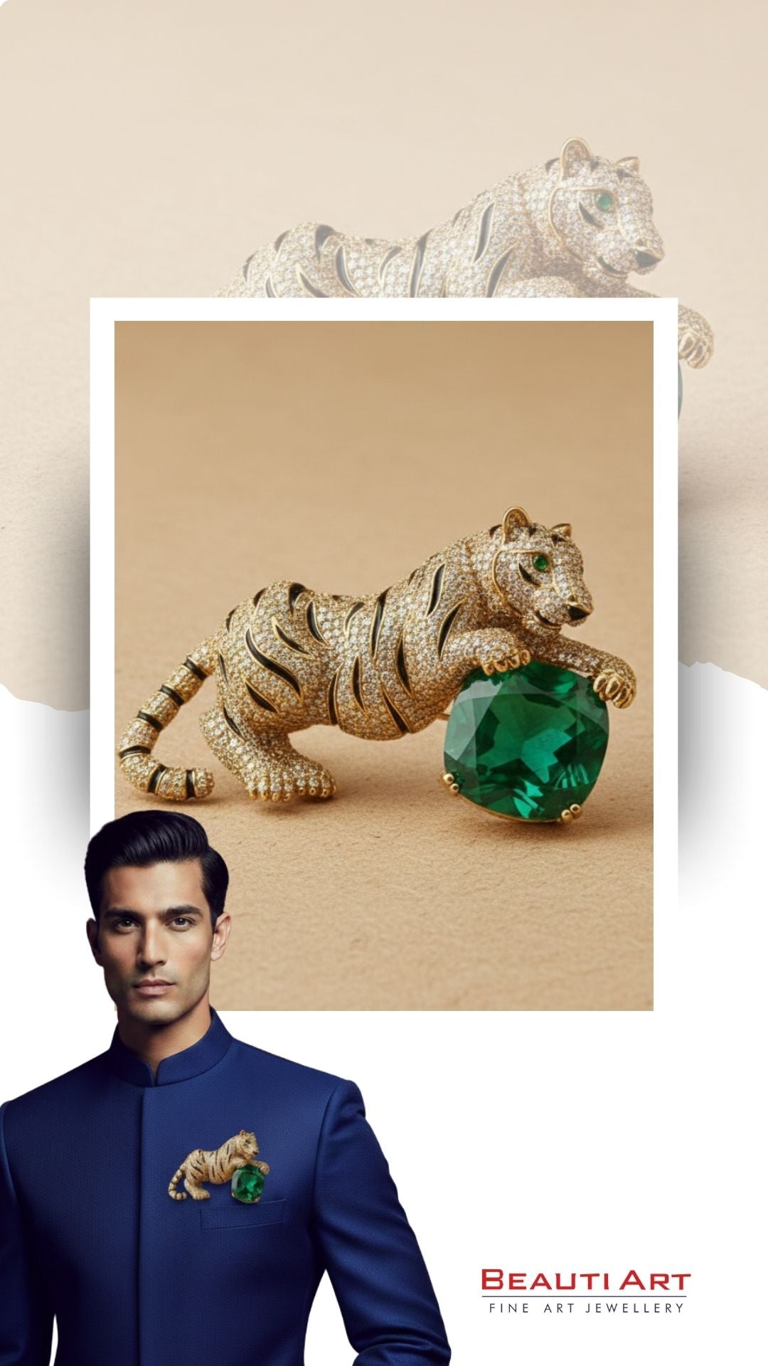 Royal Emerald Tiger Statement Brooch